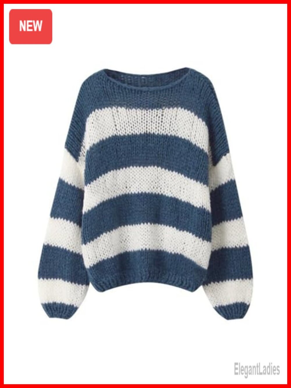 Oversized Striped Knit Sweater Loose Pullover Long Sleeve